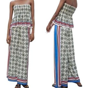 Zara wide leg pant and strapless peplum top matching set size small